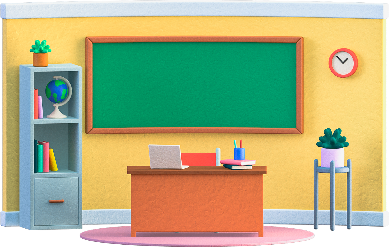 3D Teacher And Student Classroom Scene